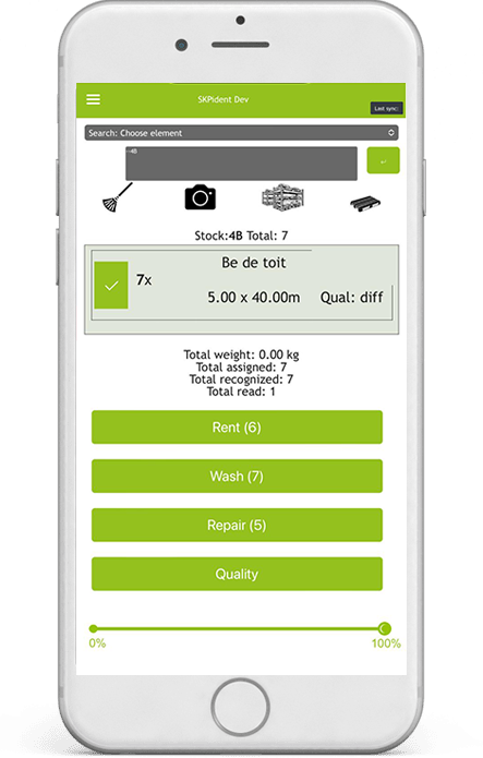 Screen of SKPident reading result via RFID